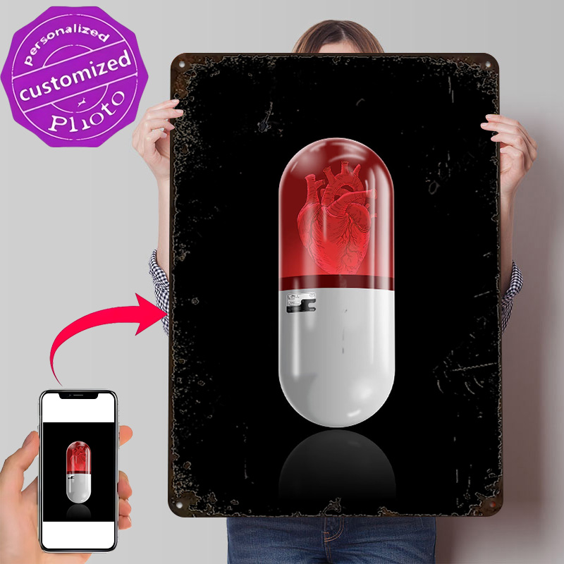Gaming Accessories Gifts For Men - L Pill Poster Retro 3D-Gedruckte Metallschilder