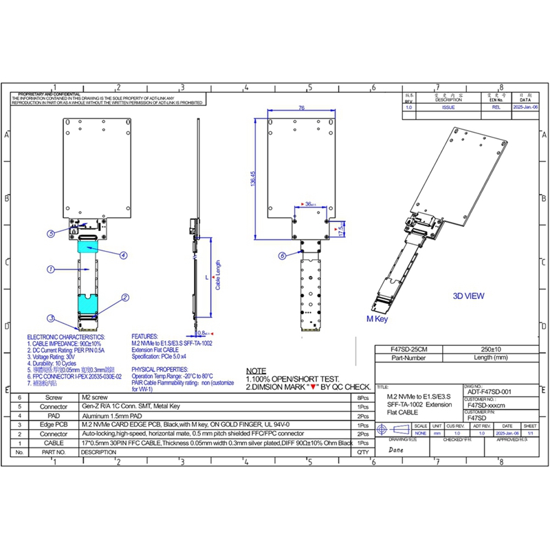F47SD M.2 NVMe zu E1.S/E3.S SS – Pcie Extension Cable Bewertung und Preis